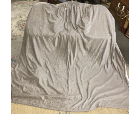A Pair of Beige velvet like textured curtains (drop 215cm. 200cm top 160cm