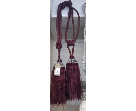 One pair of red wine curtain tie backs with small gem style embellishment