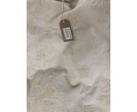 Pair of cream embroidered curtains Curtains 240cm drop 120 wideDirty marks on curtains. unsure if they will come out with cle