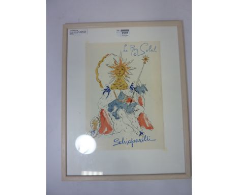 Vintage Schiaparelli perfume advert 'Le Roy Soleil' after Salvador Dali 29cm x 21cm (framed) 