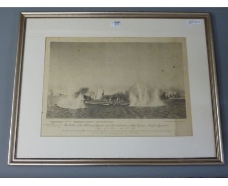 'The Battle of the Falkland Islands December 8, 1914',  signed print after H A Yockney  38cm x 54cm