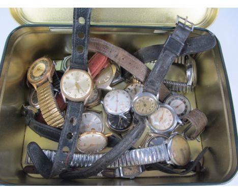 Vintage and later mechanical watches in one tin