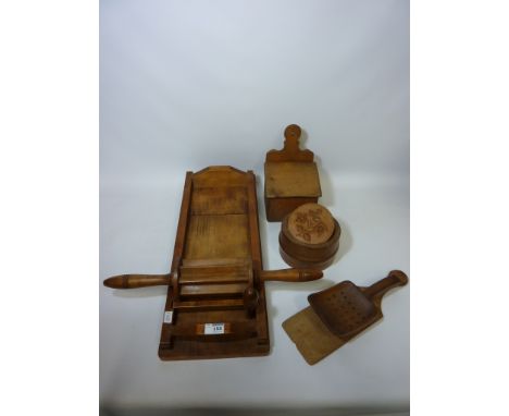 Treen butter maker with rolling pin and additional related items