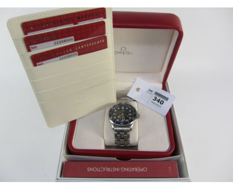 Omega Seamaster Professional co-axial chronometer wristwatch, wave pattern matt blue dial, 300m/1000ft purchased 2010 no 8473