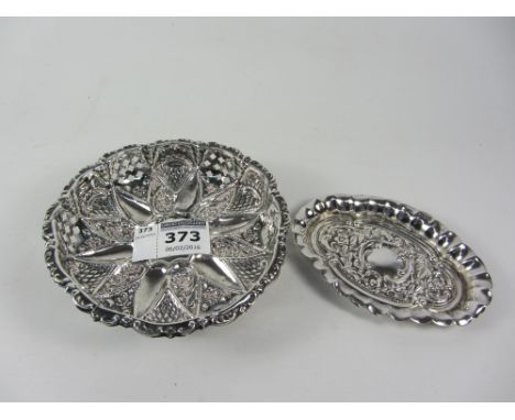 Two Victorian embossed hallmarked silver trinket dishes