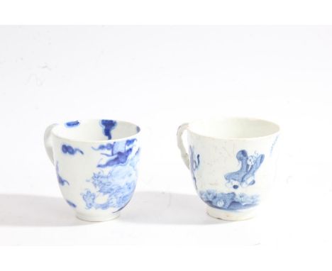 Two 18th Century Bow porcelain coffee cups, the first in the "Jumping Boy" pattern, circa 1755, the other with depiction of a