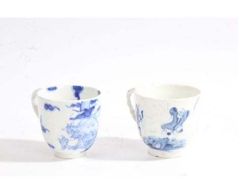 Two 18th Century Bow porcelain coffee cups, the first in the "Jumping Boy" pattern, circa 1755, the other with depiction of a