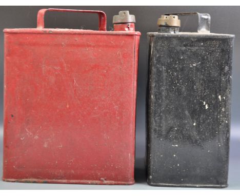 Esso - Two retro vintage early 20th Century advertising point of sale enamel metal petrol cans / fuel cans comprising one in 