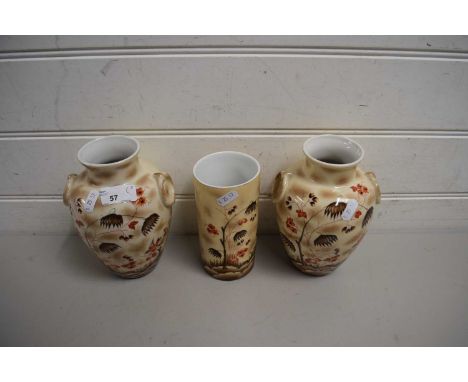 GROUP OF CERAMIC VASES, ALL WITH MATCHING DESIGNS