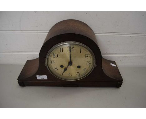 WOODEN MANTEL CLOCK WITH SILVERED DIAL