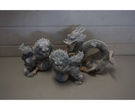 THREE CHINESE STYLE CERAMIC DRAGONS