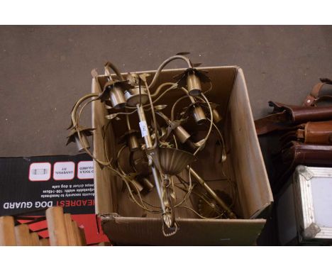 PAIR OF METAL FRAMED FIVE BRANCH CEILING LIGHT FITTINGS