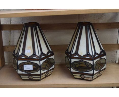 PAIR OF TIFFANY STYLE CEILING LIGHT SHADES