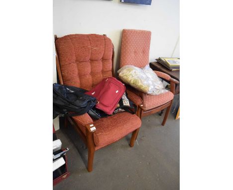 TWO BUTTON UPHOLSTERED ARMCHAIRS