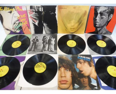 Five Rolling Stones albums, to include a near mint copy of Sticky Fingers with metal zip and insert, cover in excellent condi