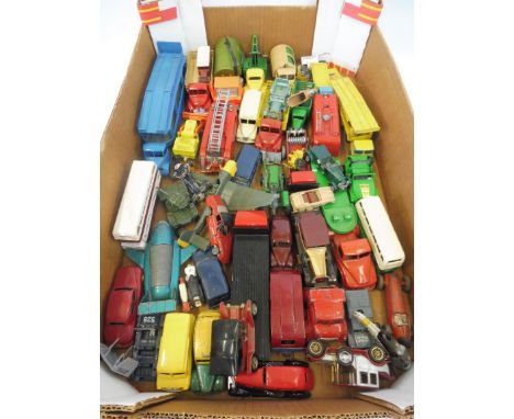 A selection of die-cast models in playworn condition including Dinky, Corgi etc.