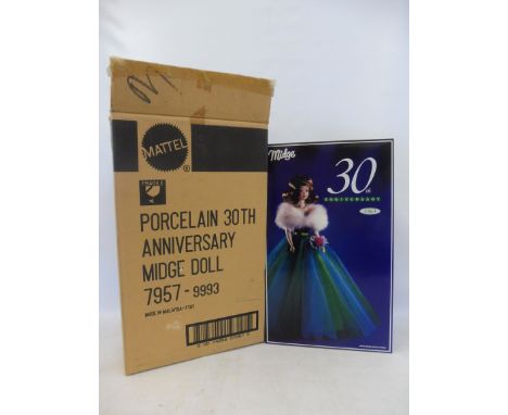 A boxed Mattel Anniversary Midge porcelain doll in trade pack box, in excellent condition.