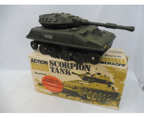 An original boxed Action Man Palitoy scorpion tank plus one other. Box in generally good condition, stars intact.