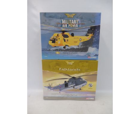 Two boxed Corgi Aviation Archive Falklands 20th Anniversary Westlands Sea king and a Westlands RAF Sea Rescue.