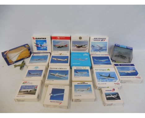 A selection of boxed die-cast aeroplanes made by Herpa, commercial models, plus a Corgi Concorde.