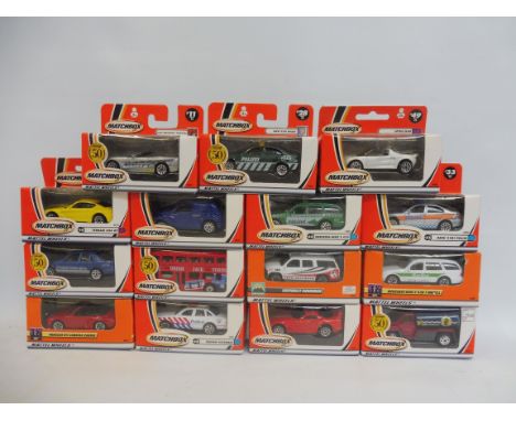 A selection of Matchbox Mattel wheels, mainly modern racing vehicles, in good condition.