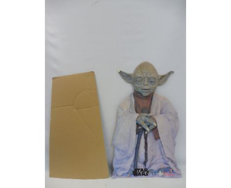 A Star Wars cardboard point of sale advertising showcard of Yoda from the Character Cut-Out Company, 1997 Lucas Ltd.