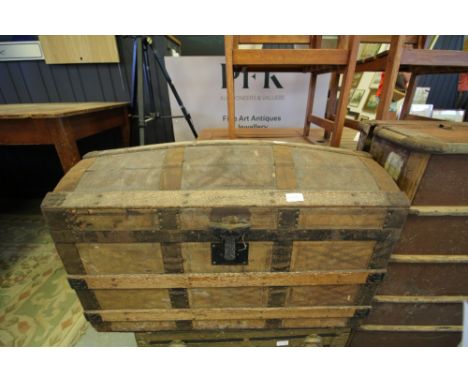 19th Century Leather Covered Domed Top Trunk (A/F)