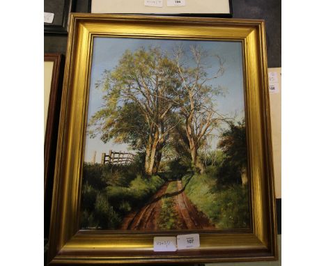 Alan R Thompson - Acrylic - Tree Lined Country Path, Signed and Dated 1984, framed (sold without reserve)