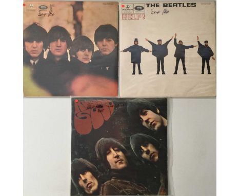 THE BEATLES - STUDIO LP RARITIES (INC LOUD CUT RUBBER SOUL). A superb pack of 3 studio LPs by The Beatles. Titles include Bea