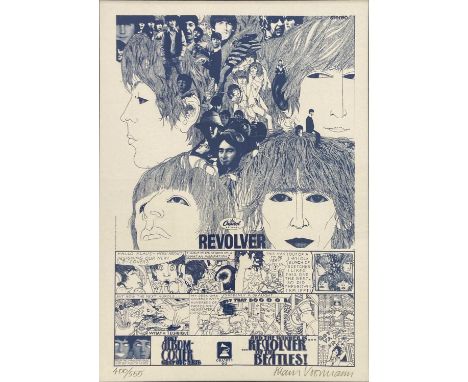 A mounted, framed and glazed limited edition print (400/555) of a work by Klaus Voormann. Measures approx 11.5 x 16". Signed 