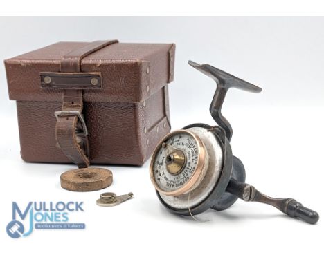 Illingworth No.3 Threadline reel manual line pick up, in black finish, exposed gearing to reverse, in original Rexene box, ni