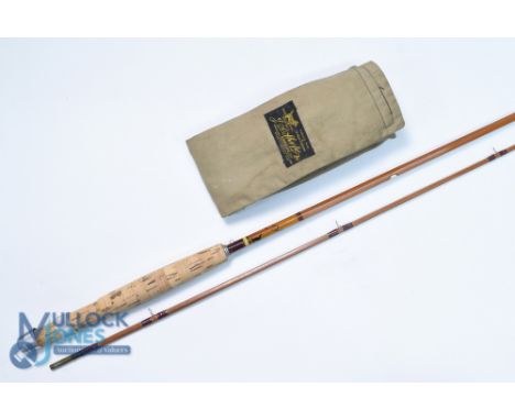 J S Sharpe Ltd Aberdeen "The Scottie" featherweight split cane trout fly rod 8ft 6" 2pc line 6#, alloy sliding reel fittings 