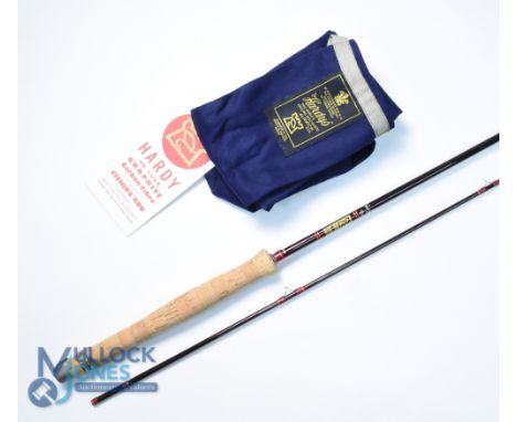 Hardy Alnwick "Grafite Deluxe" carbon trout fly rod 8ft 6" 2pc line 6/7#, alloy sliding reel fittings and collar, red agate b