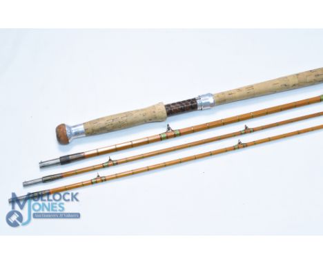 Hardy Alnwick, a fine and unusual "Greased Line" Palakona split cane salmon fly rod E80498 13ft 3pc with spare tip, 23" handl