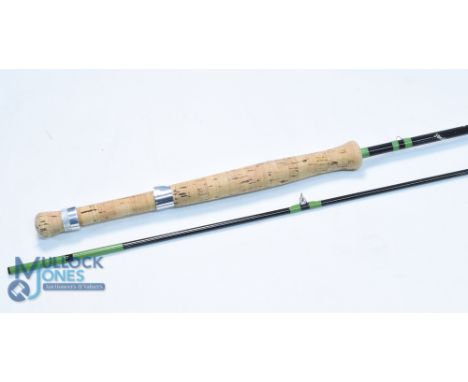 Interesting Dermot Wilson Nether Wallop Mill, Stockbridge, solid glass trout fly rod, 9ft 6" 2pc line 7/8#, alloy sliding ree