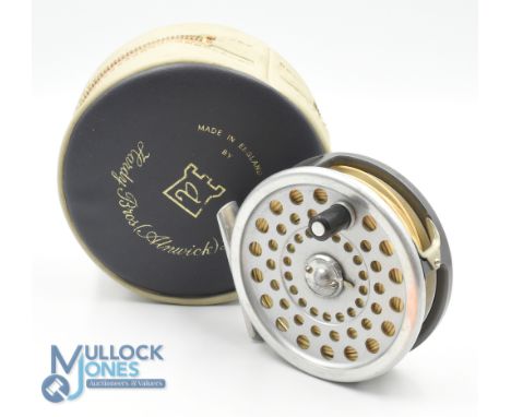 Hardy Bros "The Marquis 7" alloy trout fly reel, 3 7/16" ventilated spool, 2 screw latch, black handle, rear tensioner, const