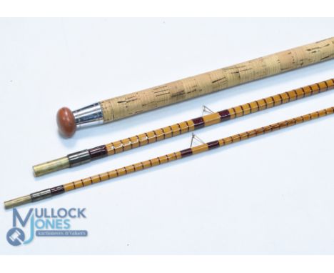 B James &amp; Sons London England "The Avocet" split cane float rod 11ft 3" 3pc 24" onion handle with alloy sliding reel fitt
