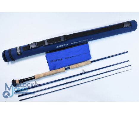 Grey's Alnwick Platinum XD carbon saltwater fly rod 9ft 4pc, line 12#, twin cork grips with fighting butt, alloy uplocking re