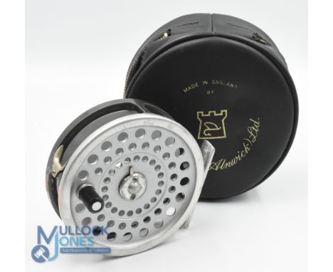 Hardy "Marquis" 8/9 alloy trout fly reel 3 5/8" ventilated spool, 2 screw latch, black handle, rear tensioner, constant check
