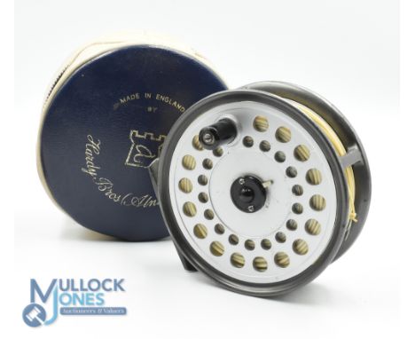 Hardy Bros "The Viscount 150" alloy trout fly reel 3 7/8" ventilated spool, 2 screw latch, black handle, rear tensioner, stro