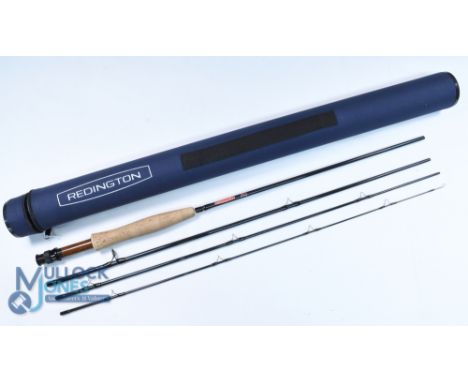 Reddington USA "Red Fly" carbon trout fly rod 8ft 6" 4pc line 5#, alloy uplocking reel seat and collar with wood insert, line