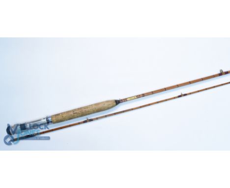 J Peek &amp; Son, 40 Grays Inn Road, London, split cane light trout fly rod 8ft 6" 2pc alloy uplocking reel seat, brass colla