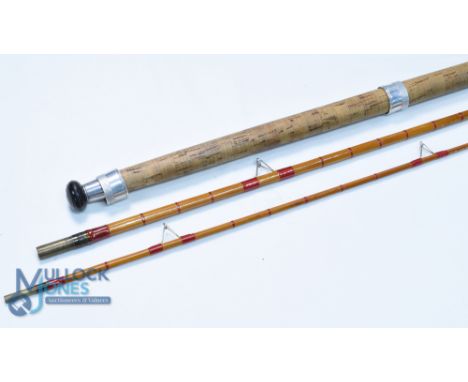 Unnamed match/float rod with whole cane butt and split cane middle/top section, 11ft 3pc, 26" handle with alloy sliding reel 