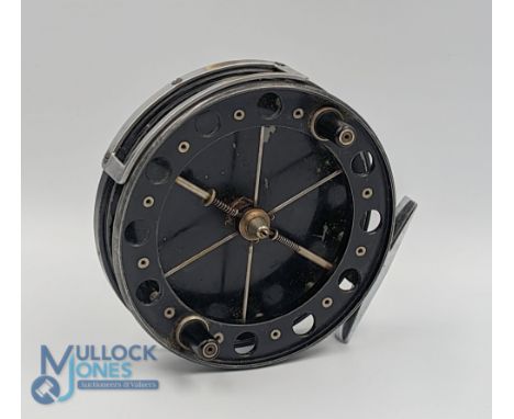 Allcocks Match Aerial alloy centre pin/trotting reel, 4 1/2" narrow caged ventilated spool, spindle tensioner and spool latch