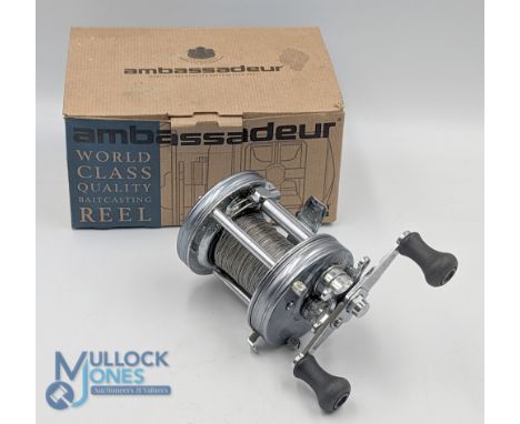 Abu Ambassadeur 6500 CS Rocket chrome finish No 010407 baitcasting reel, spindle tensioner, on/off check, in correct box with