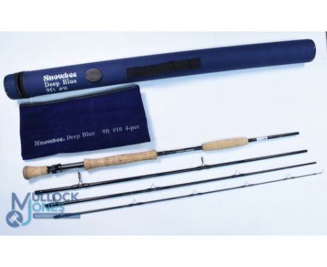 Snowbee Deep Blue carbon saltwater/pike fly rod 9ft 4pc line 10#, twin cork handles with fighting butt, alloy double uplockin