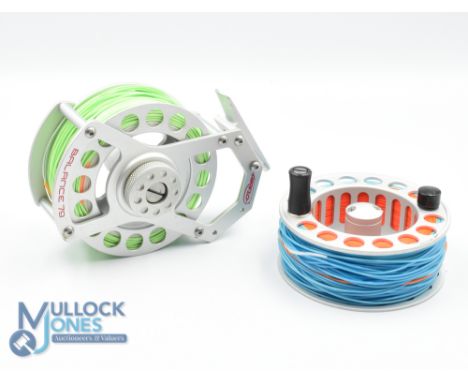Airflow Balance 79 alloy trout fly reel 3 1/2" wide caged ventilated spool with spare spool, 2 screw latch, counter balanced 
