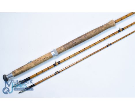J  J S Walker Bampton Makers, Alnwick split cane sea trout/light salmon fly rod No 30730 11ft 3pc 18" handle with alloy reel 