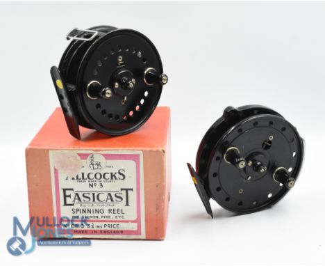 Allcocks No 3 Easicast spinning reel for salmon/pike etc 3 1/2" wide ventilated spool with 2 screw latch, twin tapered handle