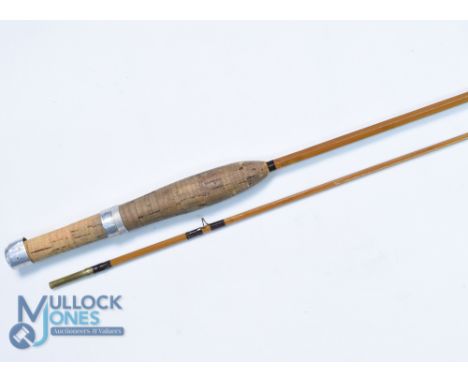 A fine split cane fly rod "The Monnow" brook trout rod, made or owned by Mike Weaver, 7ft 3" 2pc, palm swell handle with allo